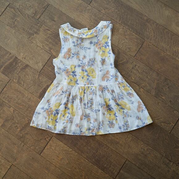 Ag Plus Top Medium White‎ Floral Sleeveless Pleated Casual Button Front - Picture 3 of 7